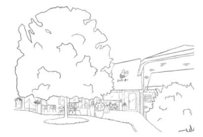 Line drawing of the Blue Ash location